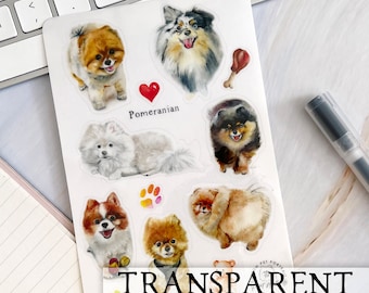 Sticker Sheet - Pomeranian - CLEAR Supergloss Transparent