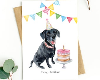 Greeting Card - Labrador (Black) - Happy Birthday