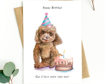 Greeting Card - Toy Poodle - Happy Birthday