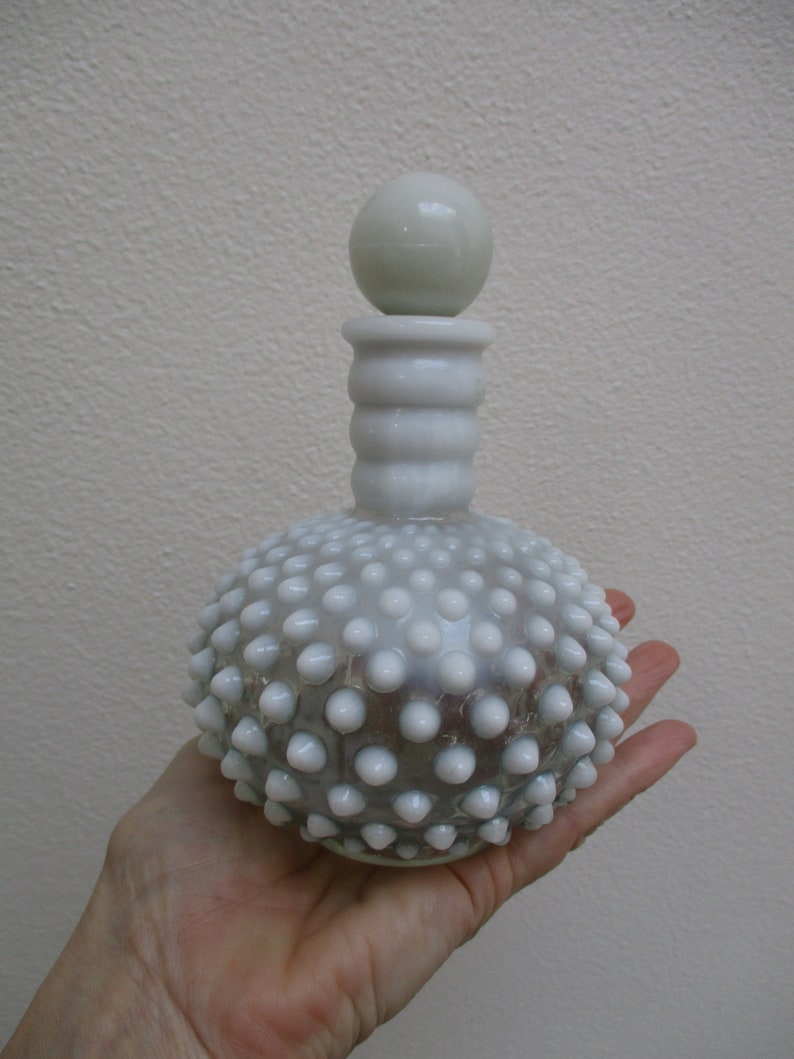 Vintage Hobnail Decanter Perfume Bottle Pale Blue Opalescent Etsy