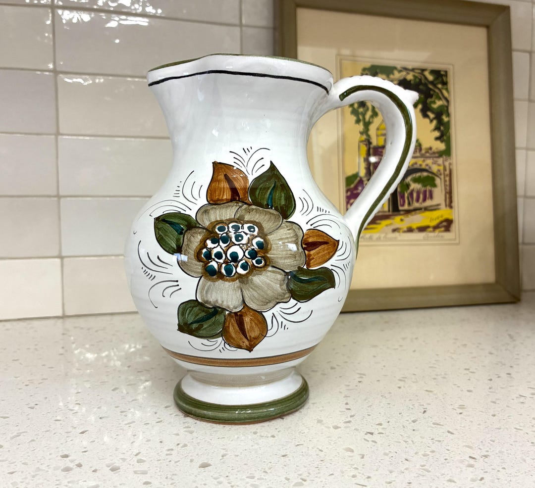 Italian Ceramic Vase Pitcher, Hand Painted ARS Artigiana Deruta Italy ...