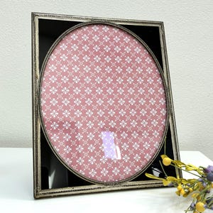 Vintage 8 x 10 FRAME OVALE Cadre photo fantaisie argenté fleuri