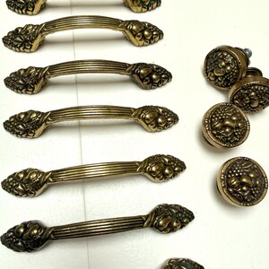 Vintage 8 Brass Fruit Motif Cabinet Pulls: Amerock Kitchen Hardware