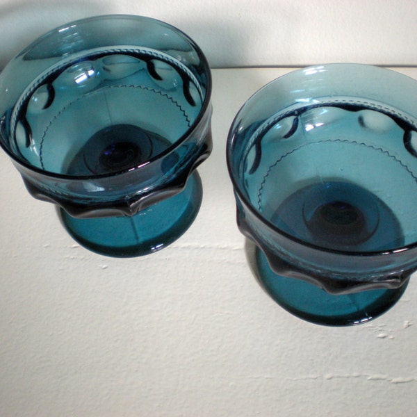 Blue Sherbet Glasses  ~  Indiana Glass  ~  Stemware Dessert Glass