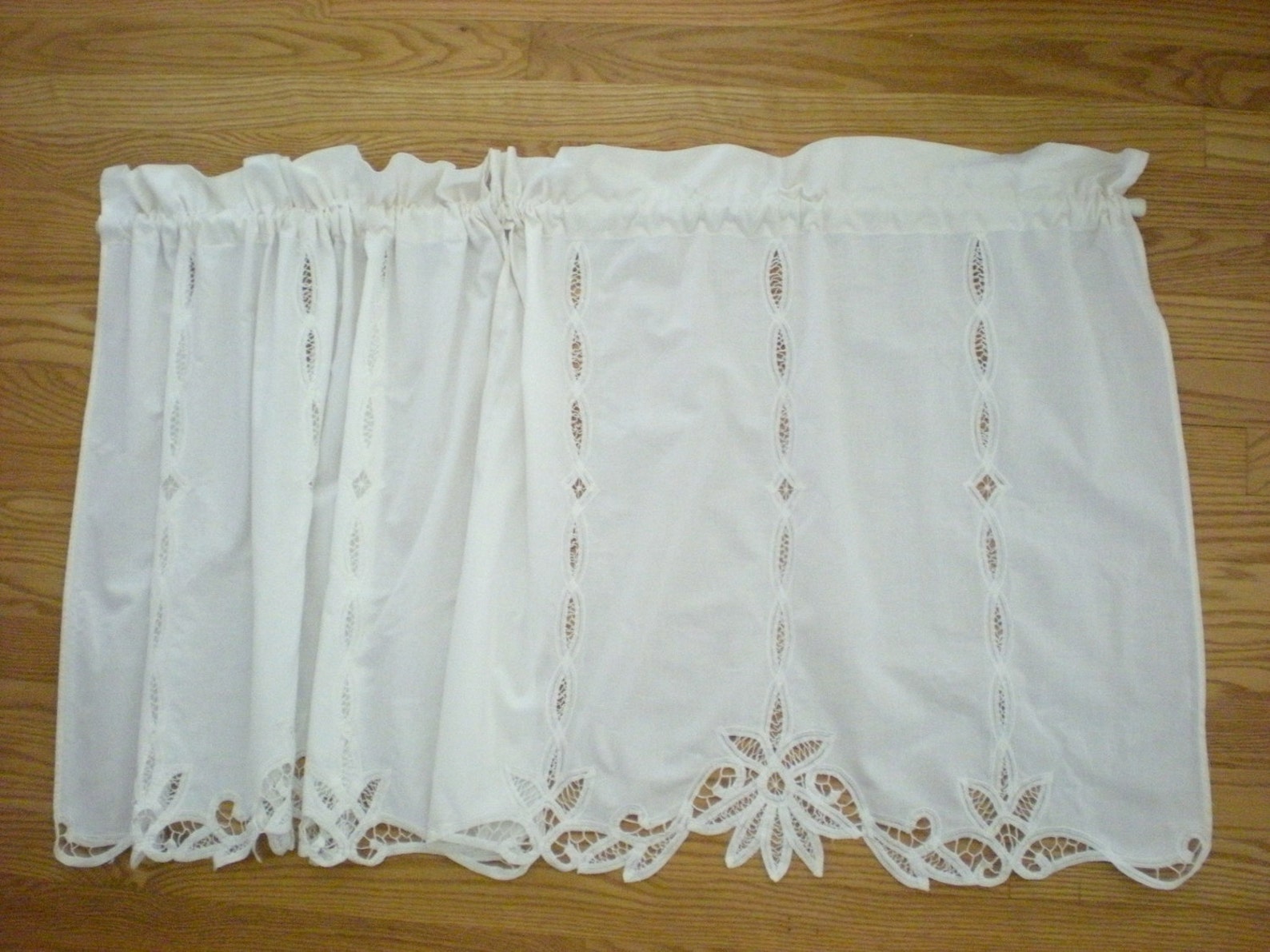 White Cutwork Battenburg Lace Cotton Curtains Panels Shabby Etsy
