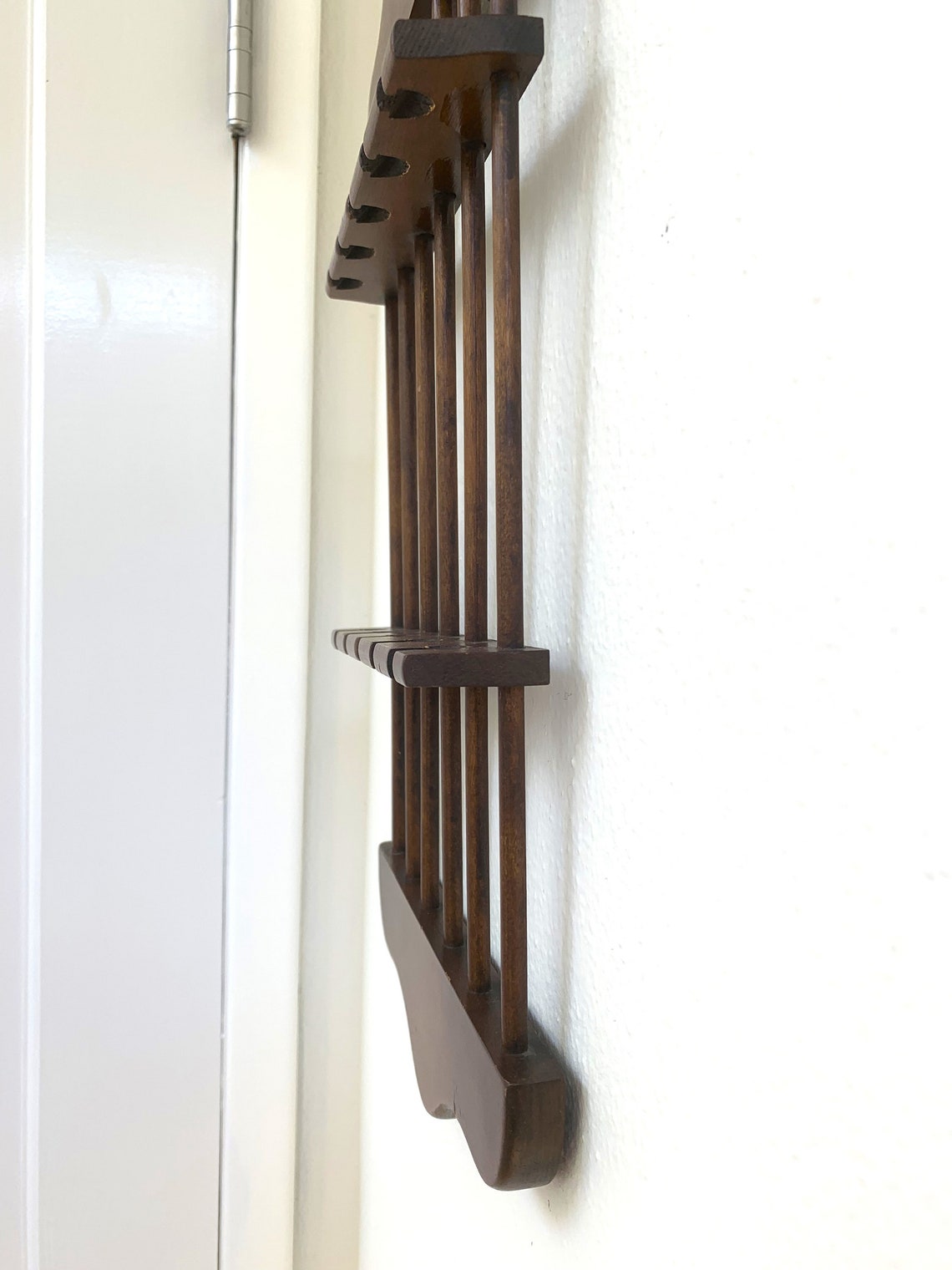 Vintage Spoon Rack Holder 10 Souvenir Spoons Wooden Display Etsy