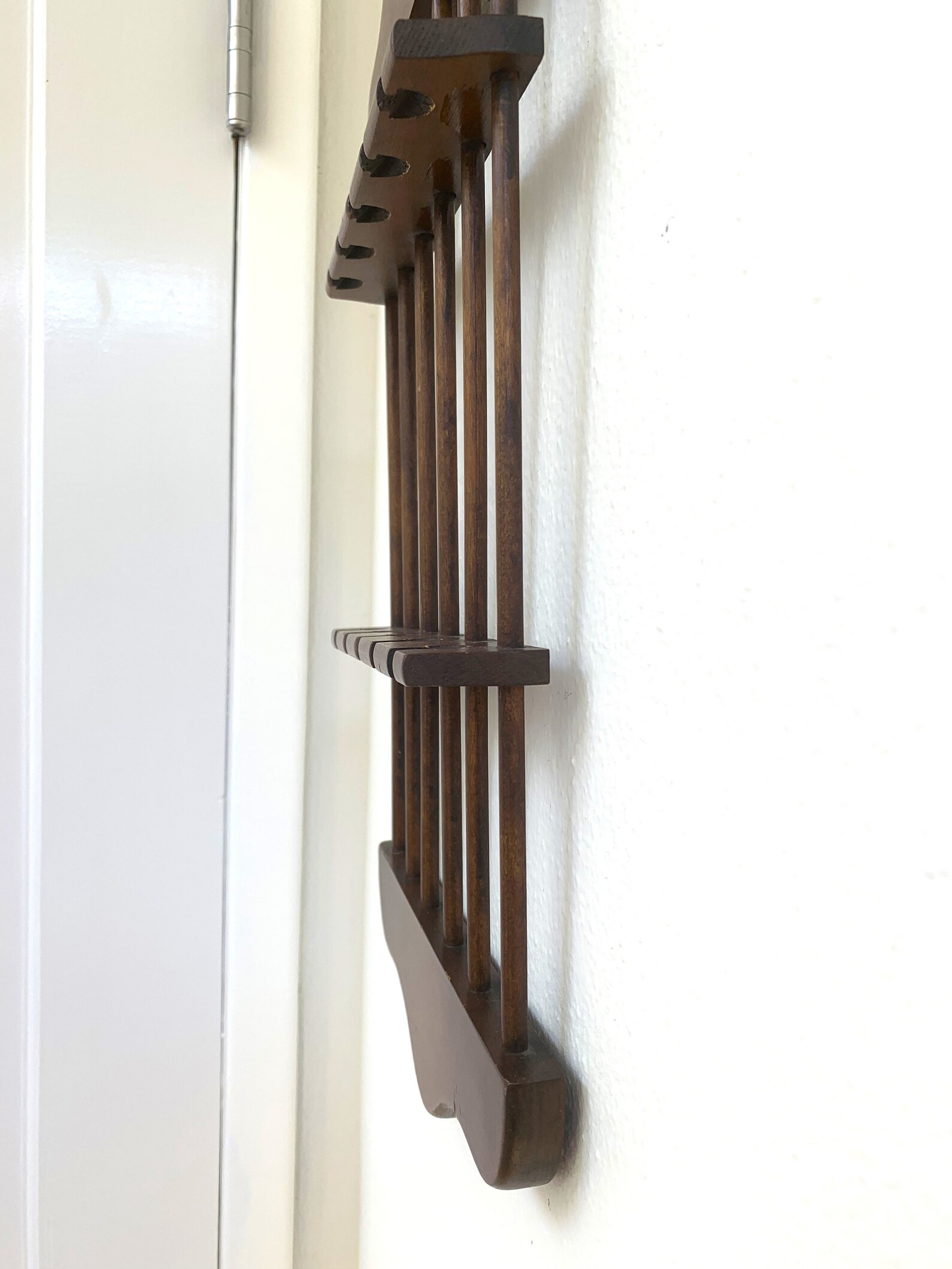 Vintage Spoon Rack Holder 10 Souvenir Spoons Wooden Display Etsy