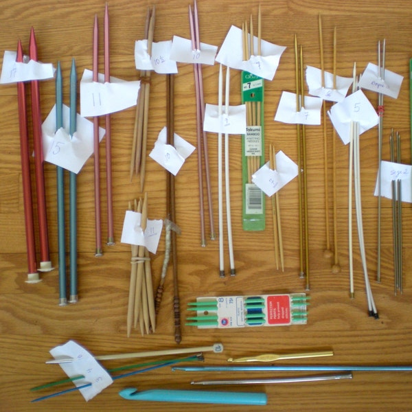 Knitting Needles  ~  Crochet Hooks ~ over 50 ~ Bamboo ~ Large Set Lot