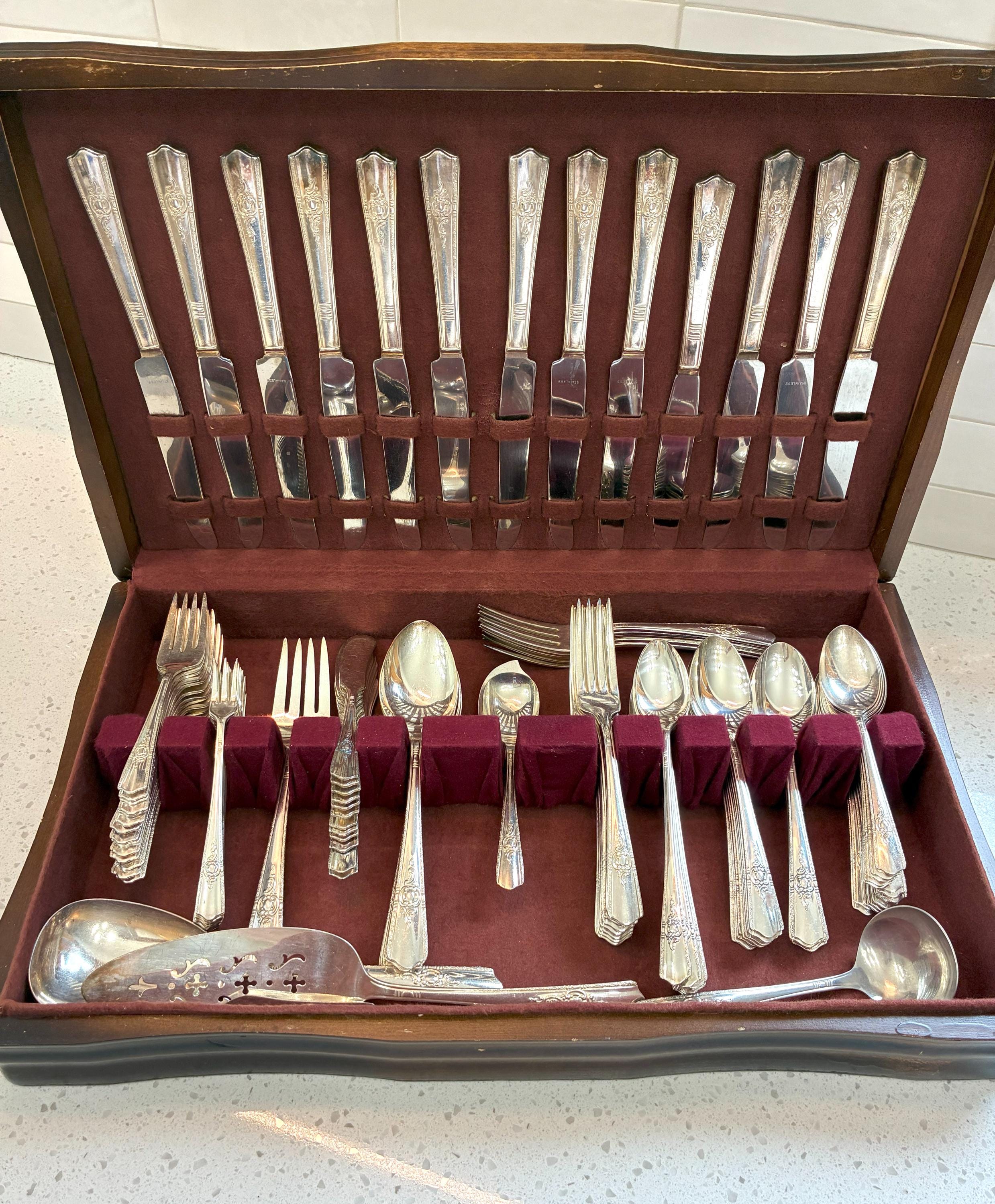 アールヌーボーのカトラリーセット 13本レードル 米国／純銀製銀器 3