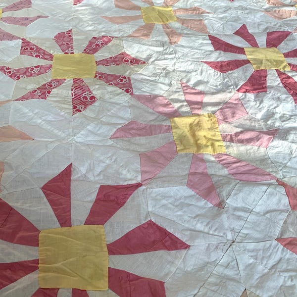 Vintage Quilted Pink Stripe Pinwheel Top main image 1