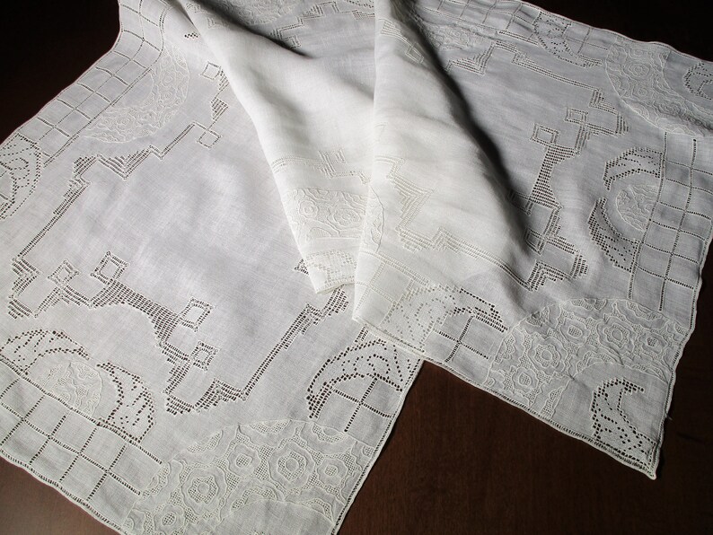 Lace Table Runner 42 By 16 Antique Lace Dresser Etsy
