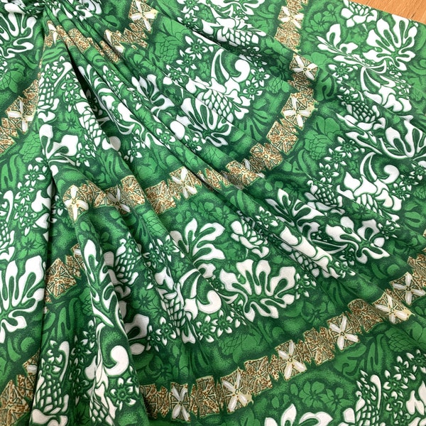 Fabric 2+ yards Hawaiian Vibe, SOFT Old Cotton, Floral Green Remnant Yardage, Stripe Shirt Skirt Sewing Fabric, Island Life Fabric Lot