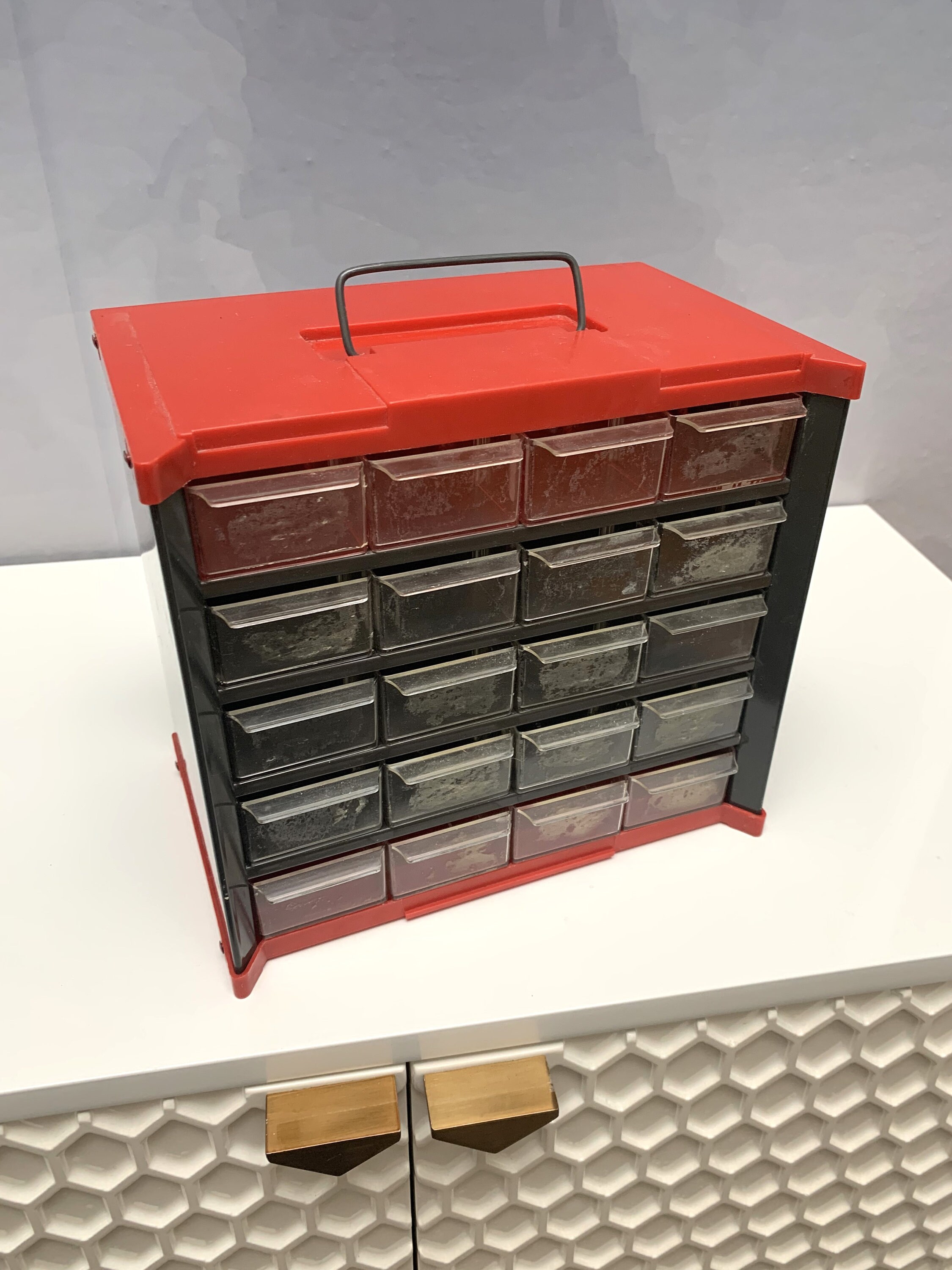 Small Parts Storage Cabinet Drawer Organizer Box Bin Craft 24 Drawers Bins  Black