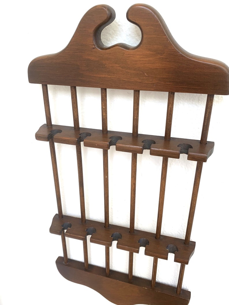 Vintage Spoon Rack Holder 10 Souvenir Spoons Wooden Display Etsy