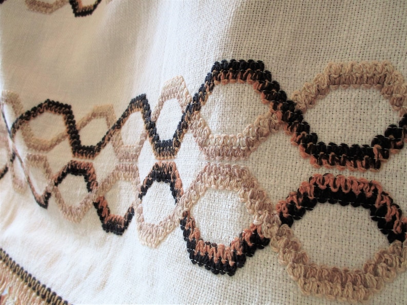 Set of Two Vintage Short Drape Curtains Bathroom Kitchen Boy/'s Bedroom as-is Mid Century 2 Curtain Panels Woven Brocade Orange Black Beige