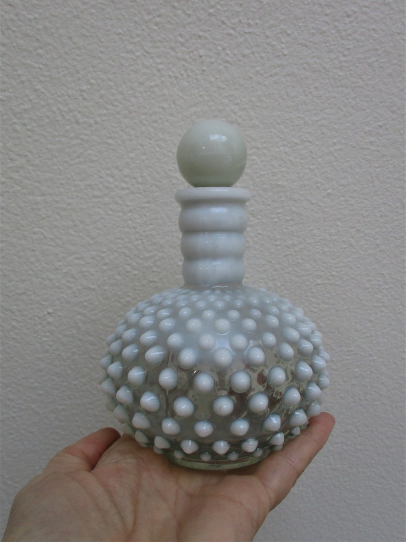 Vintage Hobnail Decanter Perfume Bottle Pale Blue Opalescent Etsy