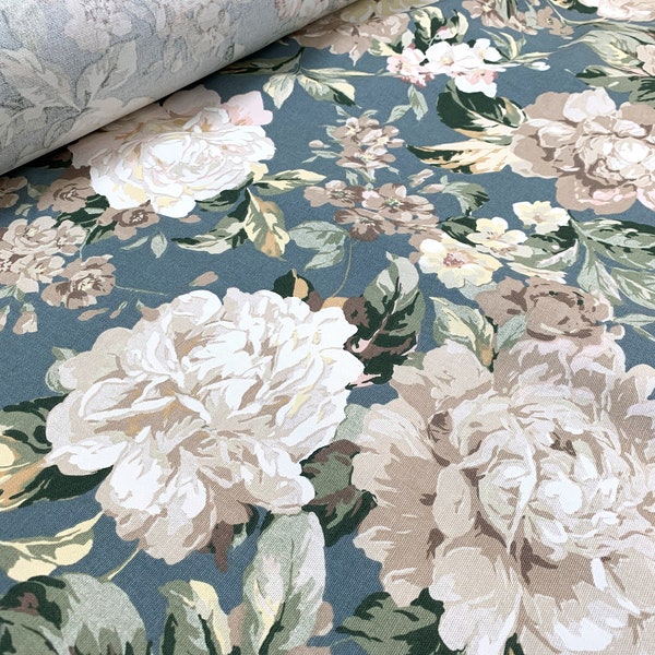 HUGE lot of Upholstry Drapery Fabric, Vintage Floral Spectrum Fabric, Yardage on a Bolt, Blue Yellow Flowers, 1970s 1980s FABRIC musty read!