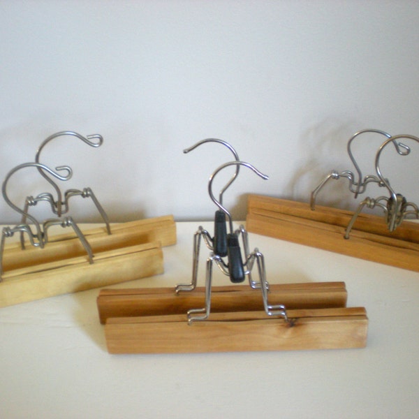 Wooden Pant or Skirt Clothes Hangers,  Set of 2, 4, 6 Art Clamp Display, Picture Holder, Light Blonde Maple Stain