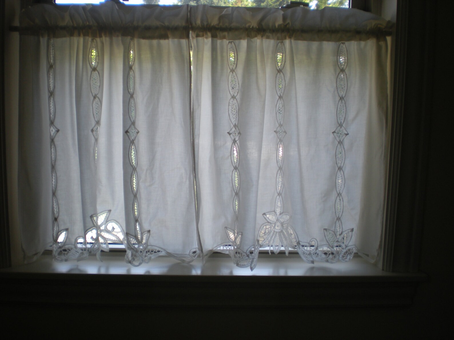 White Cutwork Battenburg Lace Cotton Curtains Panels Shabby Etsy