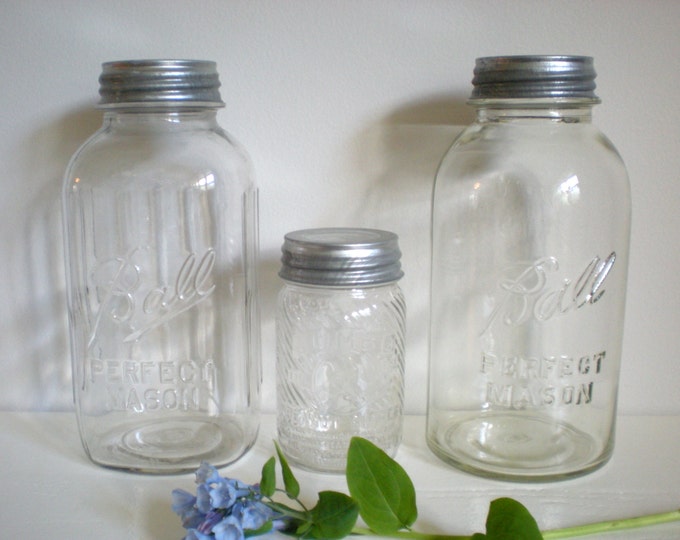 Vintage Half Gallon Canning Jars Ball Perfect Mason With Etsy