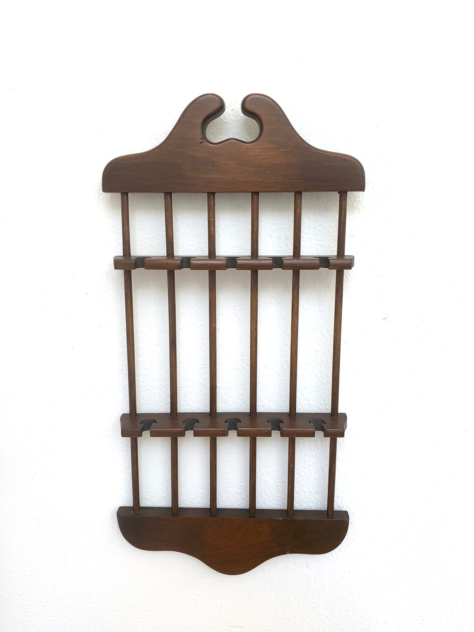 Vintage Spoon Rack Holder 10 Souvenir Spoons Wooden Display Etsy