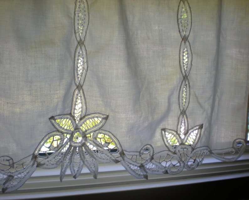 White Cutwork Battenburg Lace Cotton Curtains Panels Shabby Etsy