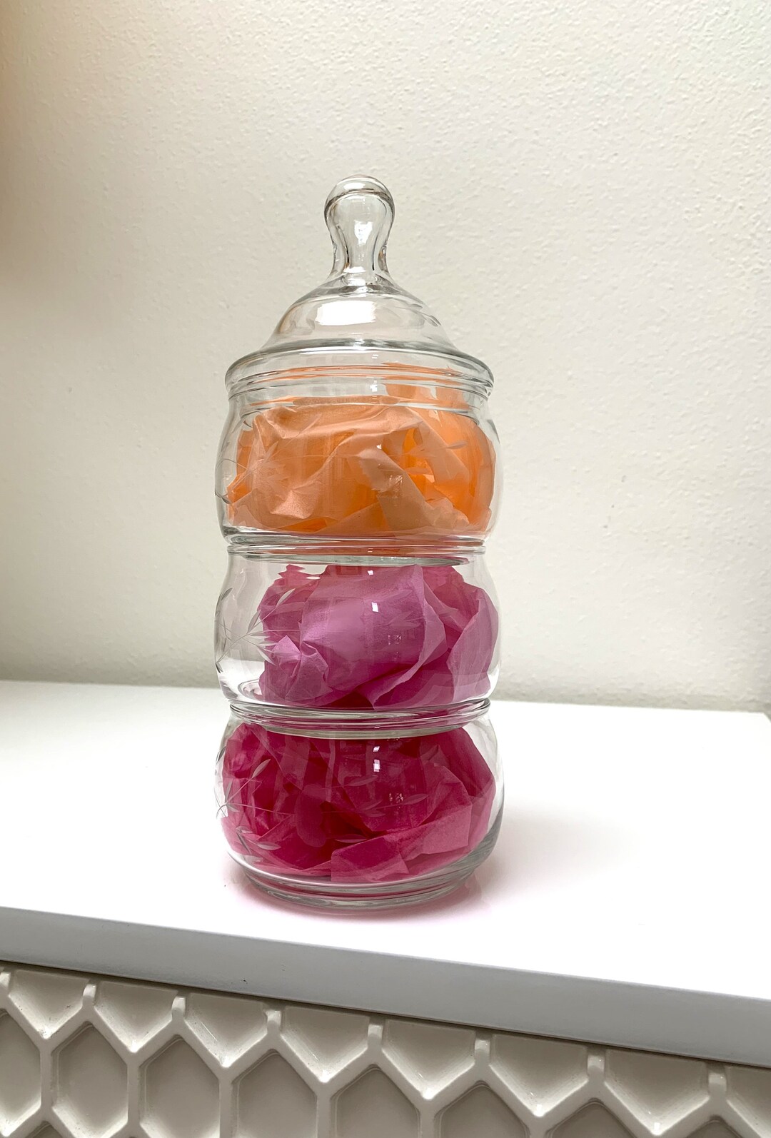 Vintage Stacking Glass Apothecary Jar PRINCESS HOUSE Little Etsy