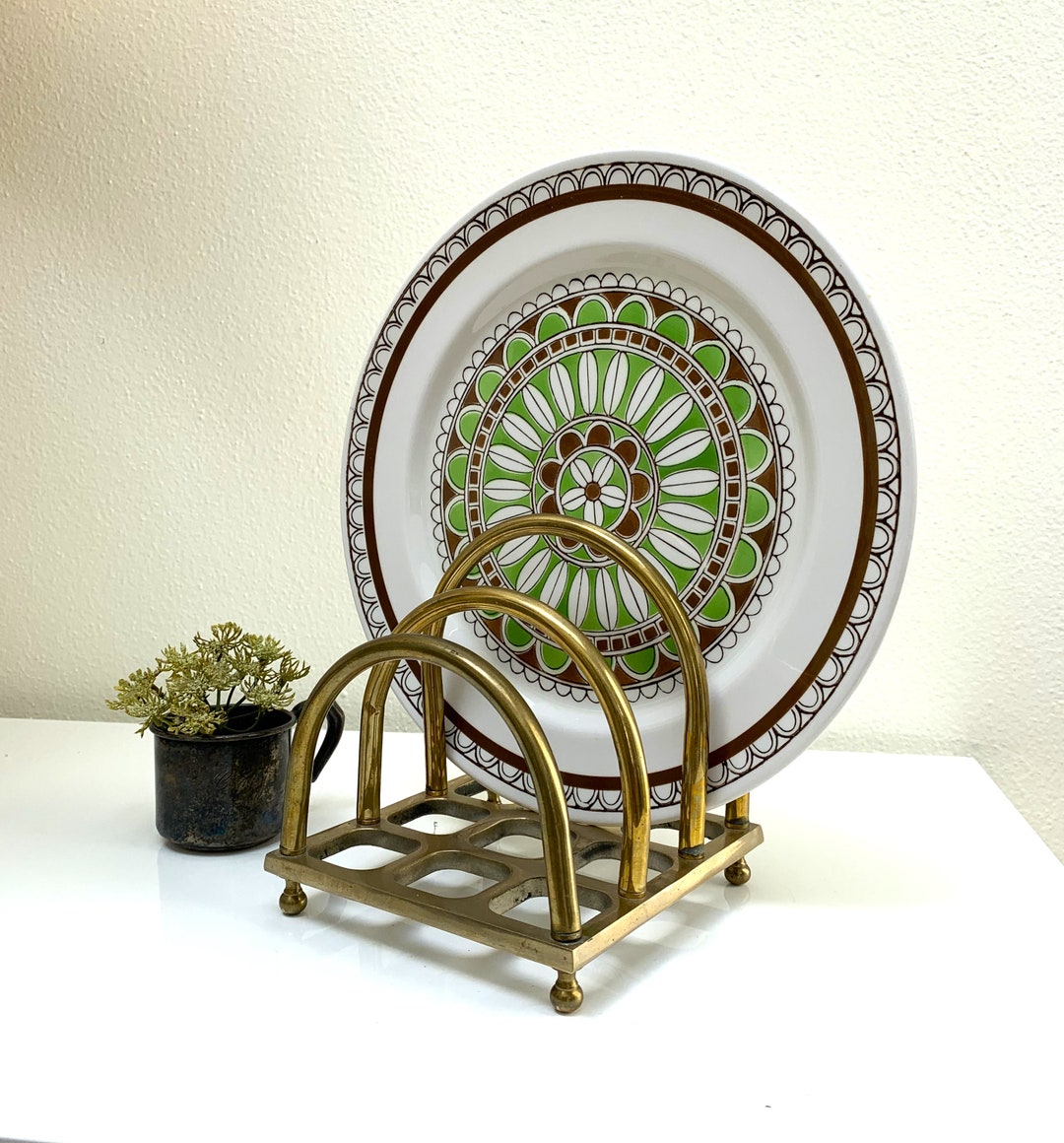 Vintage Solid BRASS Plate Rack Display Kitchen Cutting Board Etsy