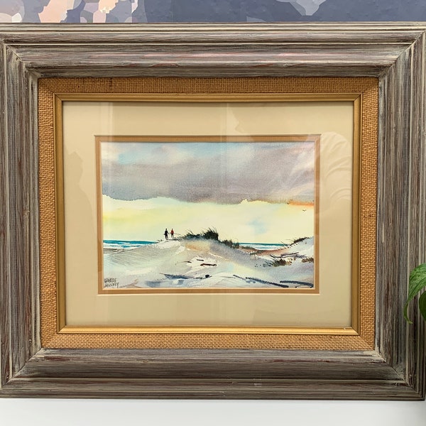 Charles Mulvey PRINT, Open Dunes Art Painting PRINT, Fishing Beach Sand Ocean, Framed behind Glass, Washington Oregon Coast ART, Landscape