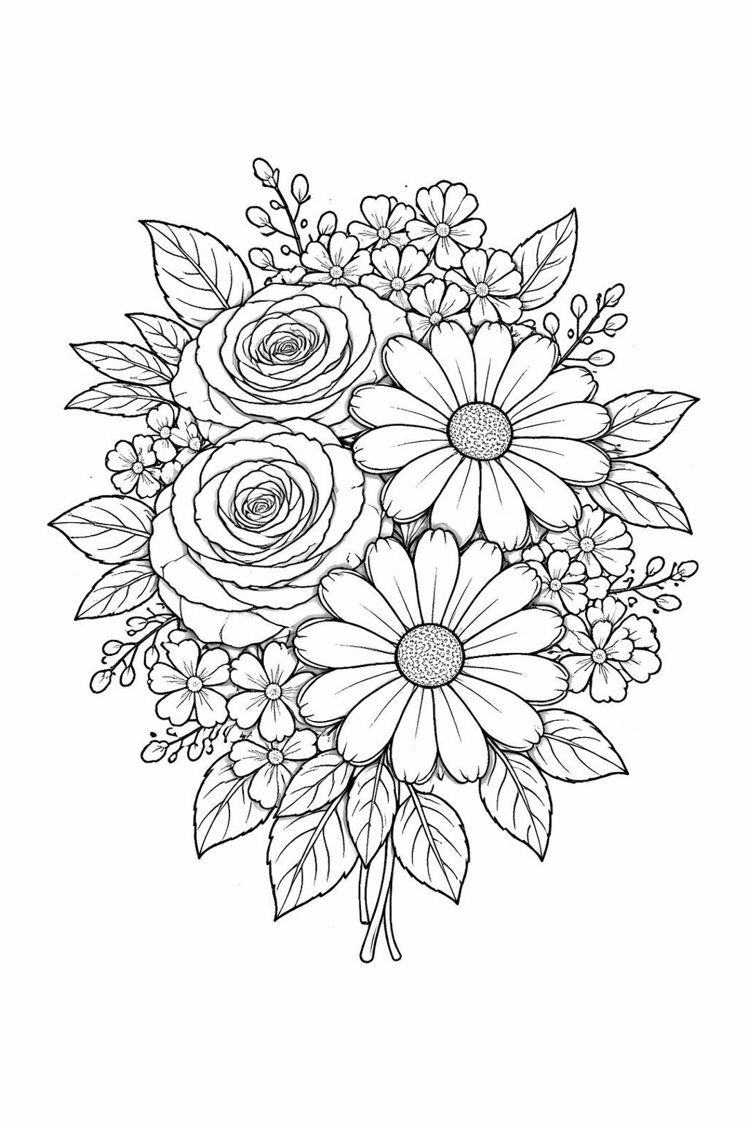 Floral Line Art Colouring Page – Neuroaffirming Printable Line Art - Etsy