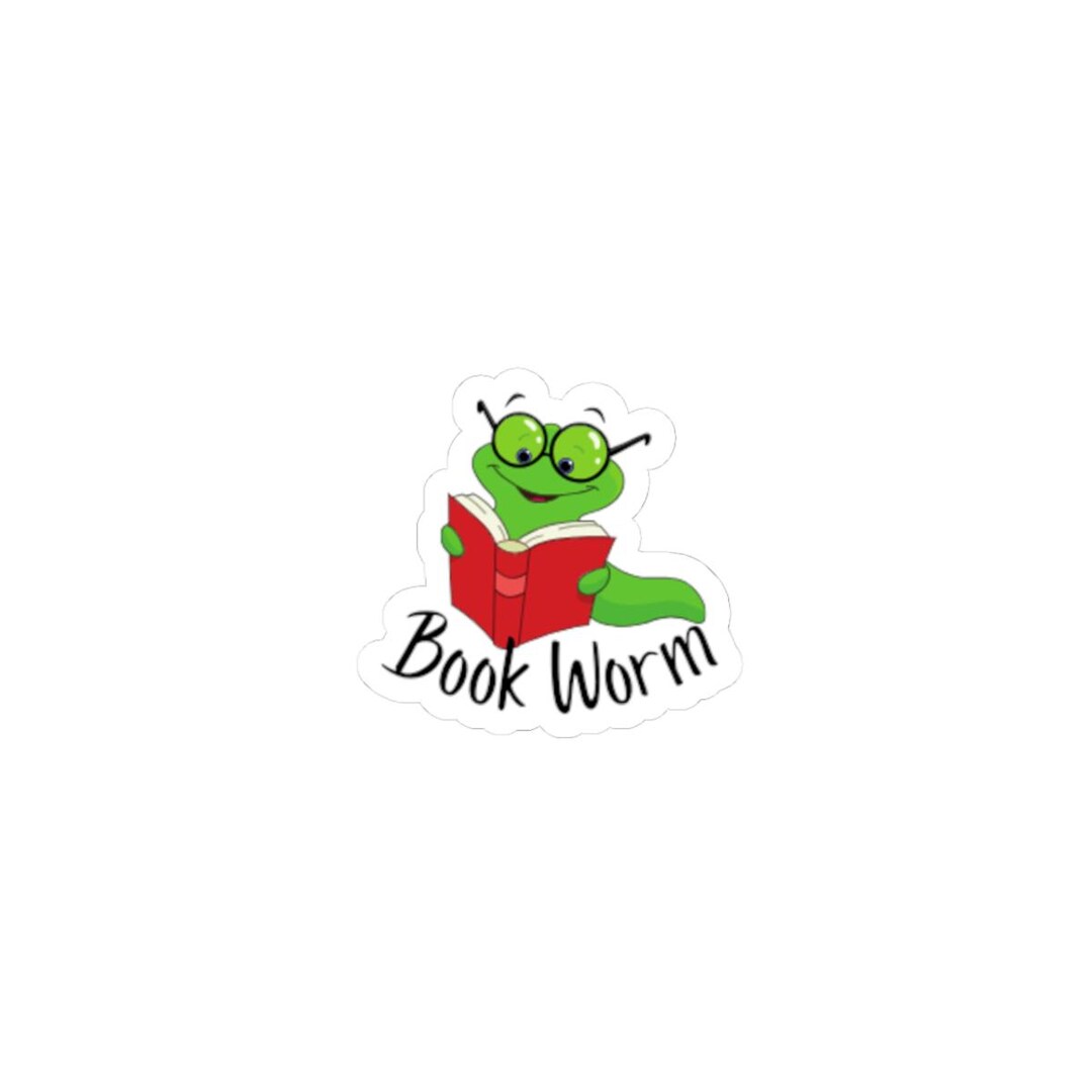 Book Worm Reading Worm Sticker | Kiss-cut Sticker - Etsy