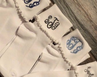 Custom Embroidered Ruffle Socks: Monogrammed School Uniform