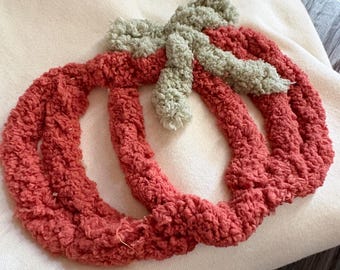 Chenile Yarn Pumpkin Sweatshirt, Cozy Fall Pumpkins, Ready for Autumn, Pumpkin with Bow