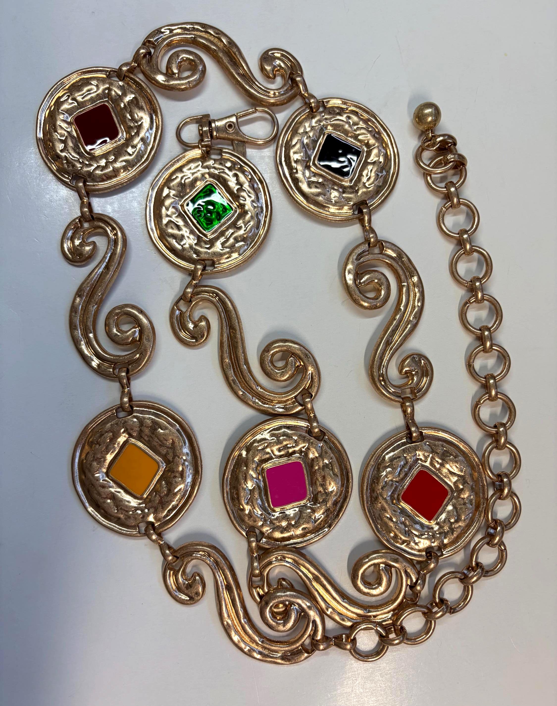 Vintage Reverse For Elizabeth Gold-Tone Medallion Triple Draping Statement Belt Coins Belts for Women for sale | eBay main image 4
