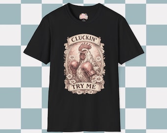 Cluckin Try Me Shirt, Vintage Rooster Boxing Tee, Funny Farm Life Humor