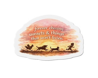 Watercolor Sunset Magnet, Dog Lover Gift, Animal Mom Decor