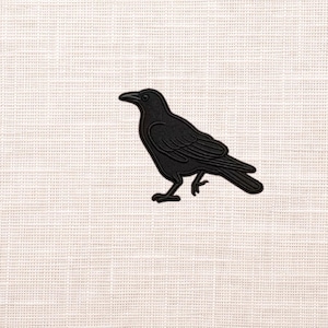 Black Crow Patch Traditional Tattoo Style Embroidered Appliques For Denim Jackets Backpacks Hats, Iron On, Sew On, Hook and Loop
