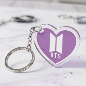 BTS Purple Heart Acrylic Keychain - ARMY Fandom Logo Charm - I Purple You Heart Keyring - Merchandise Aesthetic Accessory for Fans