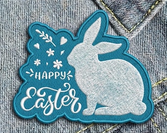 Patch thermocollant lapin de Pâques - appliques de broderie lapin dessin animé mignon pour pulls et sacs fourre-tout