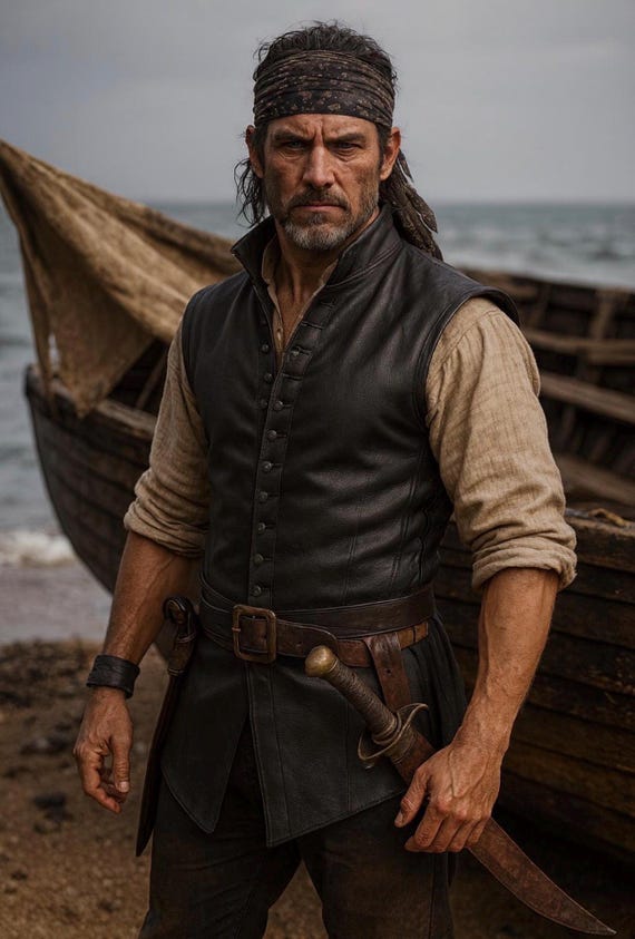 Men’s Leather Vest Handmade | Viking Pirate Medieval Tunic | Full Grain Renaissance Steampunk Cosplay