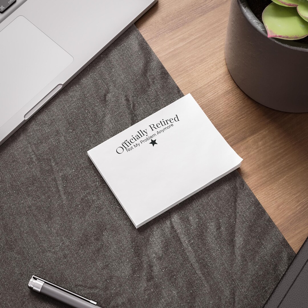 Reitrement Notepad Officially Retired Post-it Note Pads | Retirement Humor Memos for New ...