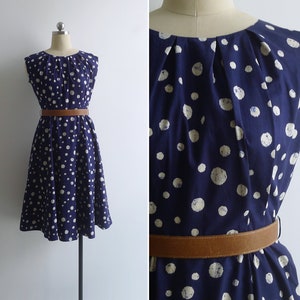 Vintage '40s '50s Bubble Spot Fit & Flare Dress with Gathers S image 1