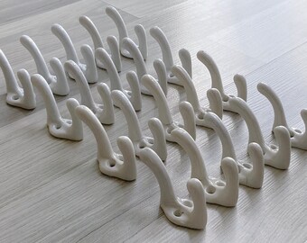 SALE - Vintage Set of 5 1950s Porcelain White Ceramic Wall Hooks (Ref. 9/4)