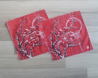 SALE - Vintage '80s 'Double Happiness' Chinese Wedding Handkerchief (Set of 2)