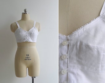 Vintage '70s Soviet Circle Stitch Cotton Bra Top S