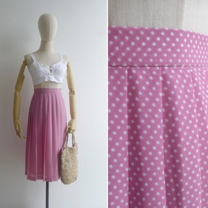 SALE - Vintage '80s Orchid Pink Pleated Polka Dot Skirt XXS-XS