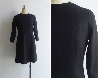 SALE - Vintage '60s Little Black Dress Smart Tailored Shift XS-S