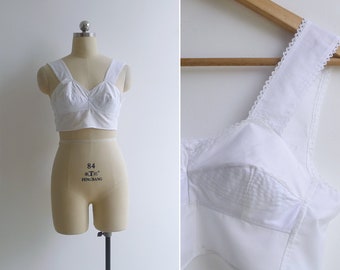 Vintage '70s Soviet Circle Stitch Cotton Longline Bra Top S