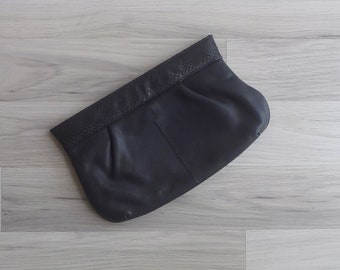 Vintage '80s Black Faux Leather Clutch Purse