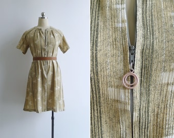 Vintage '80s Southwestern Ikat Print Zip Front Dress S